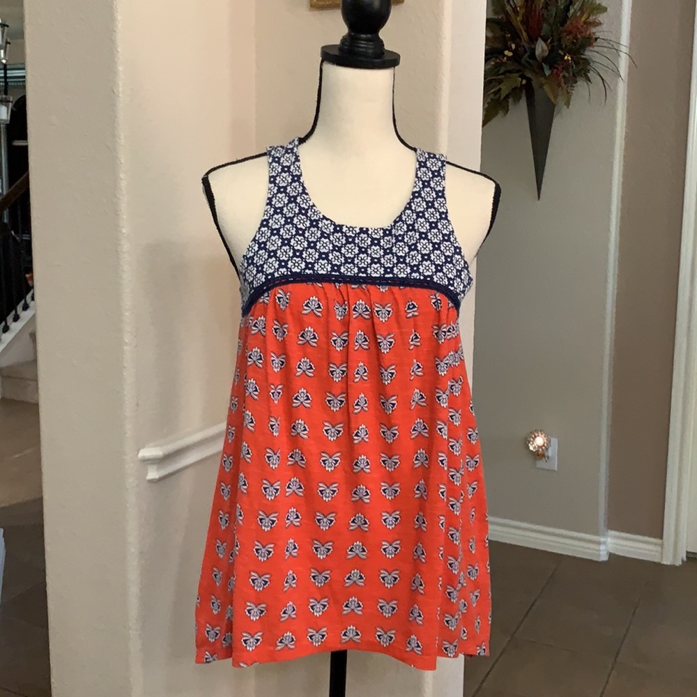 Red Camel blue and red small floral tank top Size S